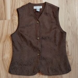 Petite Sophisticate shiny floral patterned vintage riding vest